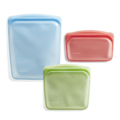 Stasher Premium Silicone Reusable Food Storage Bags, 4-Pack, Clear, Multi-Use Food Storage Bags, Lunch Bag, Travel Containers, BPA Free, Leak-free, Dishwasher-Safe, Eco-friendly