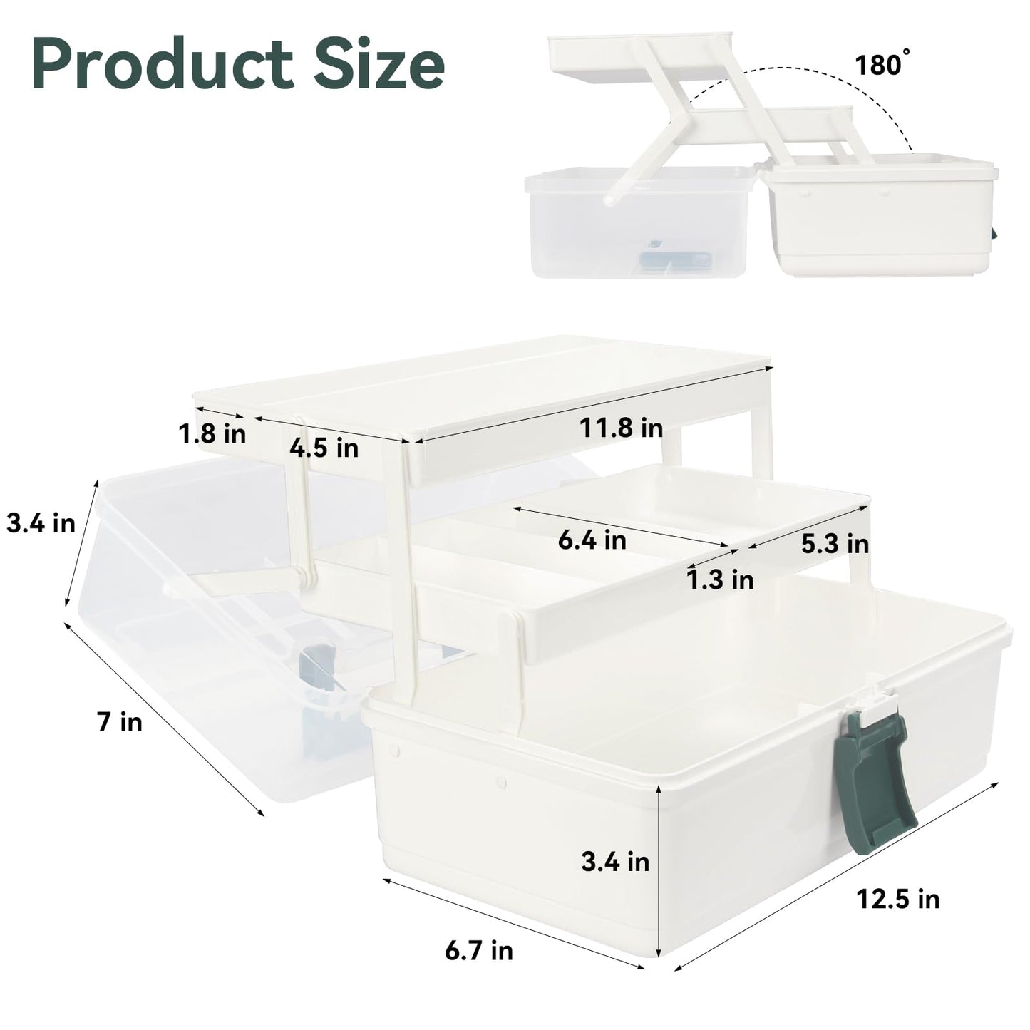 WEWLINE 13-Inch Art Box Organizer 3-Layer Craft Storage Organizer Sewing Kit Box with Handle Art Bin for Home,School,Office,Travel