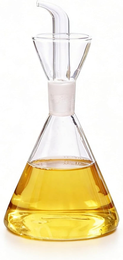 12 oz ELETON Conical Borosilicate Glass Olive Oil Dispenser Non Drip Oil Bottle for Kitchen, Leak Proof Vinegar Cruet