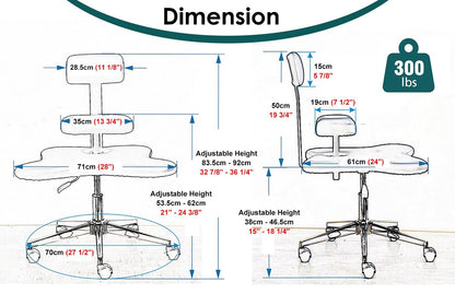 Cross Kneeling Meditation Chair，Ergonomic Office Chair Cross Legged Office Chair Swivel Kneeling Chair Ergonomic for Office, 24 x 28 Inch Wide Seat, Armless Cross Legged Stool for Home Bedro