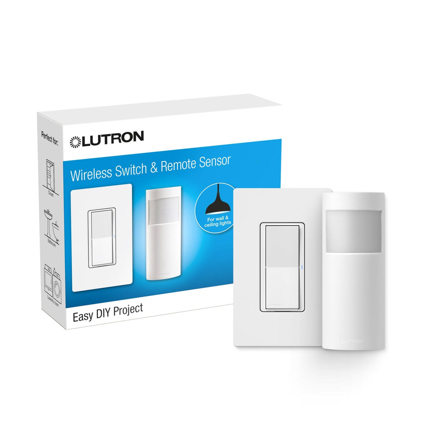 Lutron Maestro Motion Sensor Light Switch Indoor for Bathroom, Garage, Laundry Room, Any Bulbs, Occupancy Vacancy Sensor, Single-Pole, MS-OPS2-WH, White