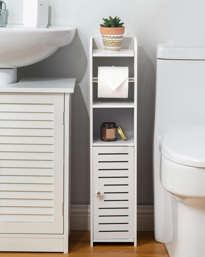 AOJEZOR Toilet Paper Holder Stand | No-Drill PVC Design for Small Bathrooms - Space-Saving Solution
