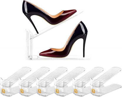 6Pack Closet Closet 6Pack) Shoe Slot Organizers Clear Shoe Stacker Organizer for Shoe Holder Space Saver Rack Storage