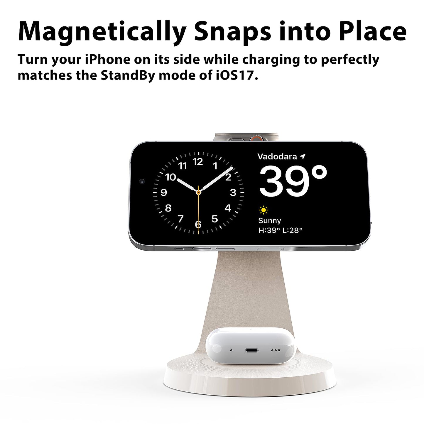 3 in 1 Charging Station for Apple Devices,Mag-Safe Charger Stand Fast Charging,Wireless Charger for iPhone 16/15/14/13/12 Series,& AirPods,& iWatch(USB-C Charger Included)