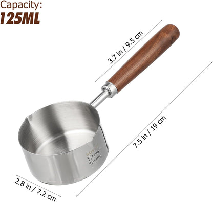 Luxshiny Mini Sauce Pan, 125ml Stainless Steel with Pour Spouts, Small Melting Pot for Cooking, Picnic