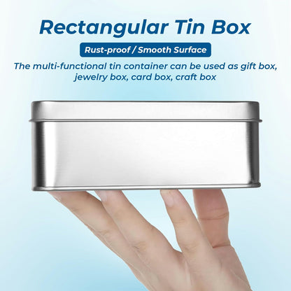 JNFBWULO Metal Tin Box with Lid, Rectangular Silver Metal Storage Container, 7.09"×4.33"×2.17" Gift Decorative Empty Box, Elephant Frog