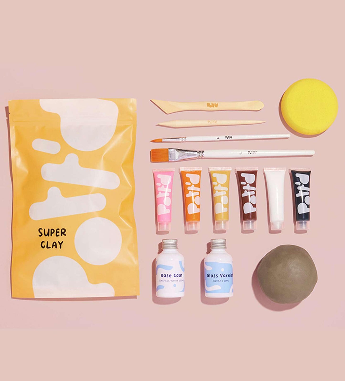 Pott'd Mini Pottery Kits | Air Dry Clay Pottery Kit for Adults | Includes Paints, Brushes, and Potters Tools | Free Online Step-by-Step Tutorial | Perfect for Beginners | Bring The Studio to Your Home