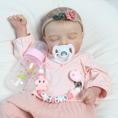 SCOM Reborn Baby Doll Accessories Set - Rainbow Magnetic Pacifiers & Removable Reusable Baby Doll Bottles with Silicone Pacifier Clips for Reallife Realistic Reborn Dolls Girls Boys, Pink Style, 3 Pcs