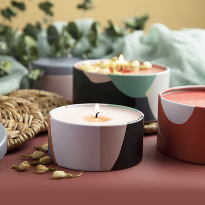 Hearth & Harbor Tin Candle Jars for Making Candles - DIY Candle Containers with Lids - Metal Candle Jars - Bulk Tins Storage for Candle (12, Artistic Floral)