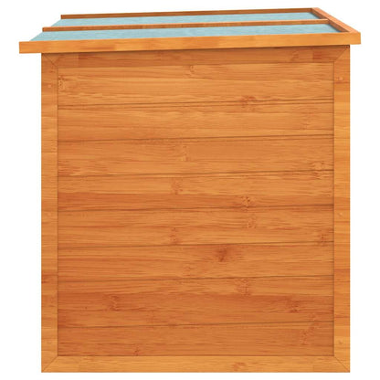 Drillkyn Brown Fir Wood Storage Box with Lid Roof Outdoor Chest for Backyard Patio Yard Storage 49.6 x 28.3 x 28.3 in Durable Outdoor Toy Bin Camping Storage Box
