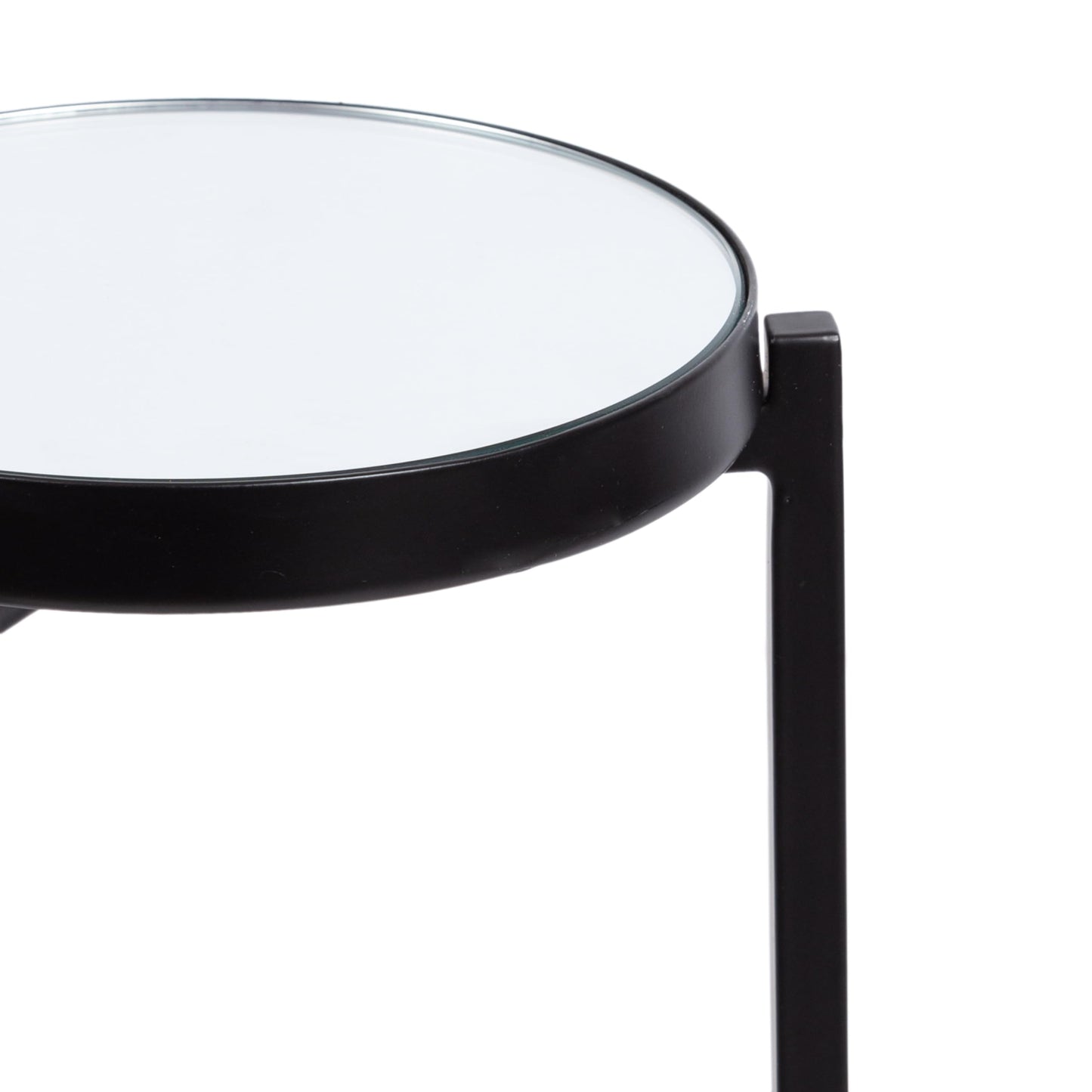 Kate and Laurel Aguilar Modern Mirrored Round Drink Table, 9 x 9 x 23, Black, Metal Accent Table with Mirrored Tabletop and for Use as Small Plant Stand