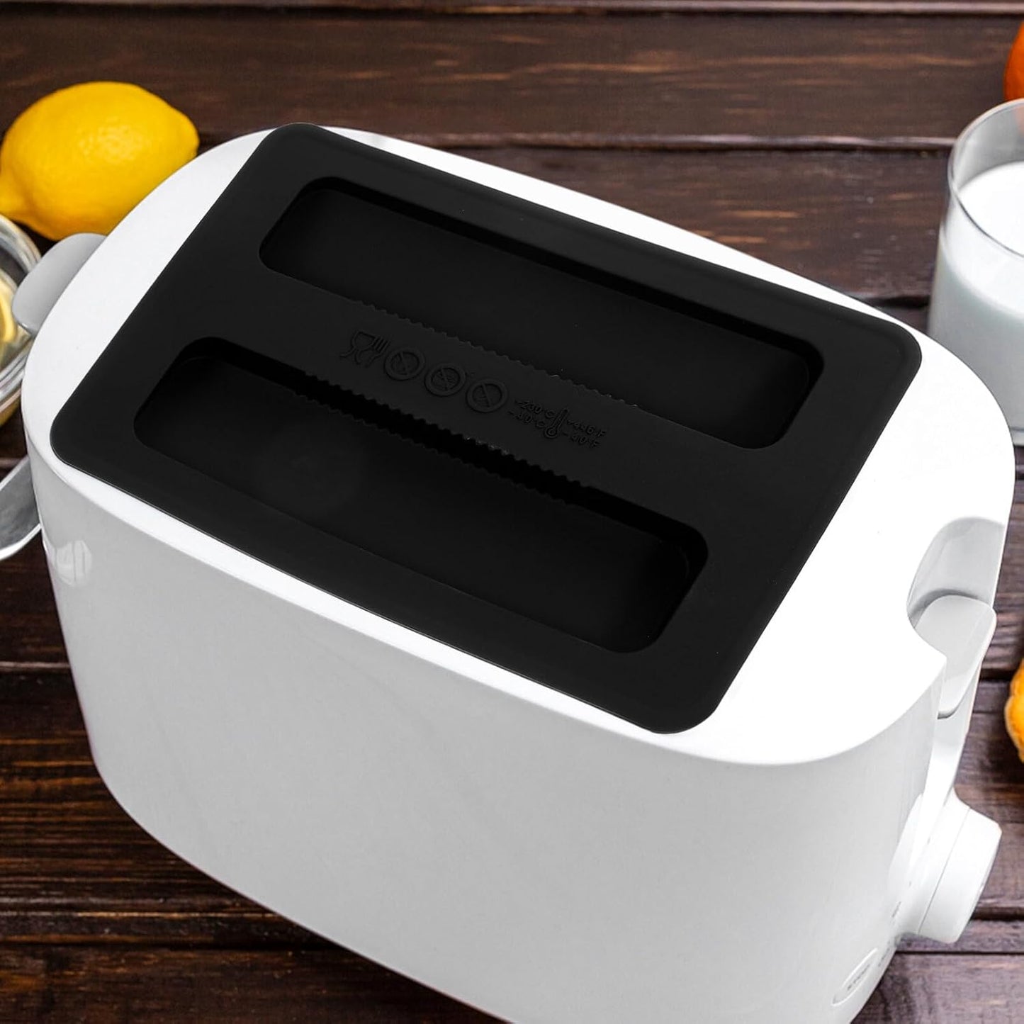 BESTonZON Silicone Toaster Dust Covers, 2 Slice Electric Bread Maker Upper Covers in Black
