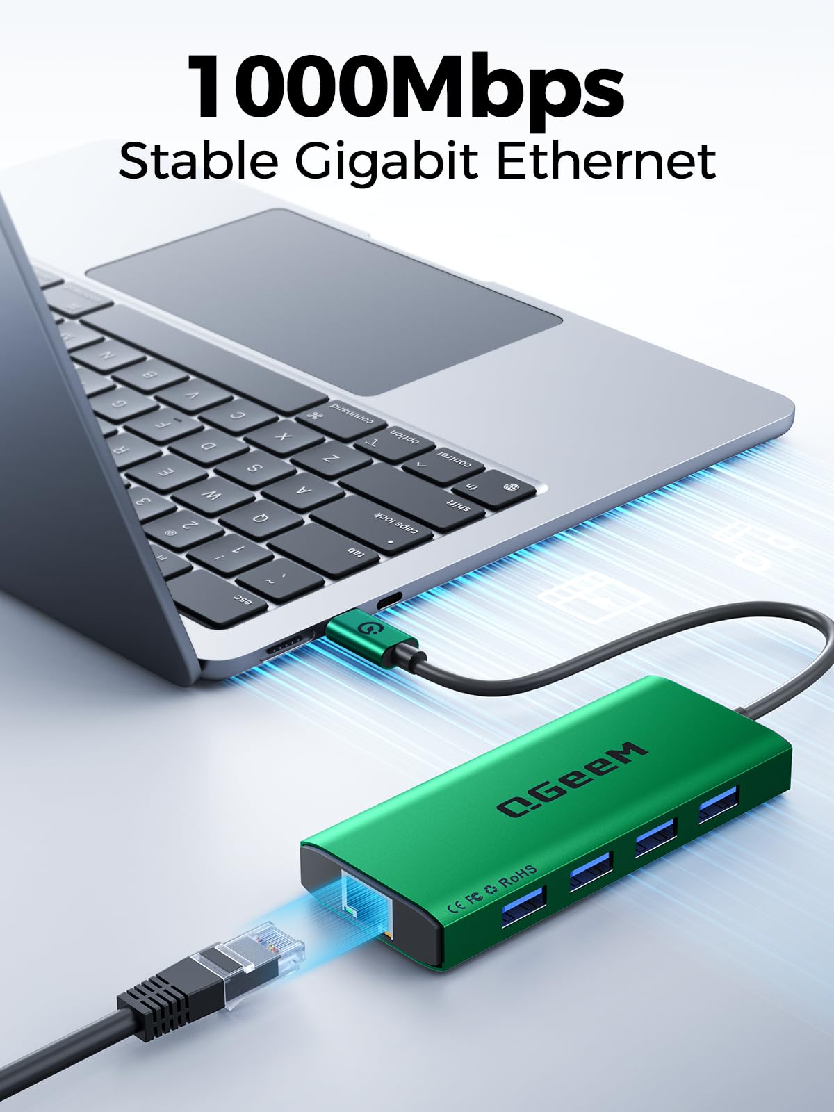 QGeeM USB C Hub Ethernet,9 in 1 USB Type C Hub HDMI Multi-Port Converter Adapter,100W Pd, USB 3.0,SD/TF Card Reader,Compatible for MacBook Pro Air Ipad HP Dell Lenovo Chromebook etc.