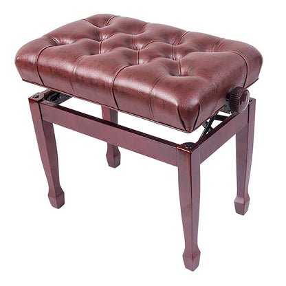 EliteBloom Leather Piano Bench Deluxe Piano Bench Adjustable Keyboard Stool with Waterproof Cushion Wooden Faux Leather Piano Stool with Load Capacity Up to 180 Kg,Brown,Redwood Color