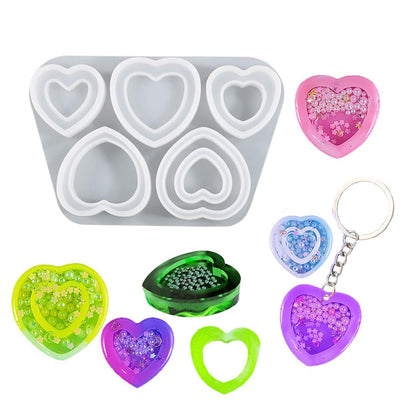 FineInno Heart Shaker Resin Molds,Hollow Heart Epoxy Resin Molds,Jewelry Molds for Epoxy Resin DIY Quicksand Pendant, Necklace,Craft Making
