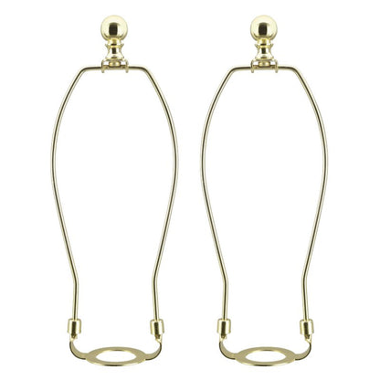 Aspen Creative 20041-12A, 10" Lamp Shade Harp Holder with E26 UNO Fitter Adapter, Includes Solid Steel Bumped Cylinder Finial, 10" Harp, and E26 36mm UNO Fitter in Brass Plated Finish, 2 Pack