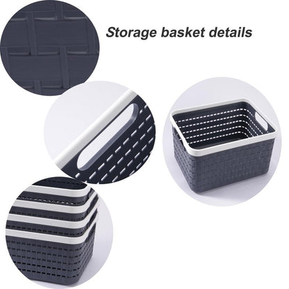 ANNIYA Plastic Storage Bin Baskets, Toilet Paper Basket for Bathroom, Plastic Organizer Shower Caddy with Handles for Living Room (Medium Pink 2 Pack)
