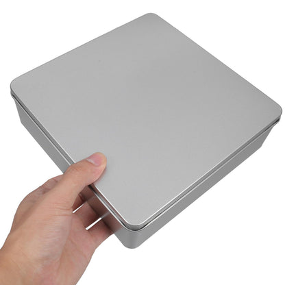 ABOOFAN Square Tinplate Storage Box 7.87X7.87X2.16In Decorative Reusable Candy Cookie Tin for Party Favors Festival Organizing