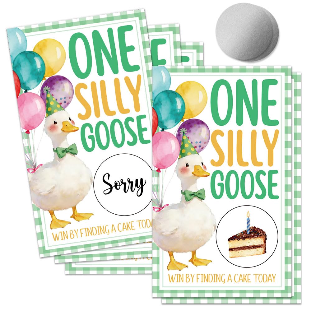 THEBESTU 50 Pcs One Silly Goose Scratch off Game Cards, Funny Silly Goose Scratch Cards for Birthday Parties, Birthday Party Supplies & Raffle Tickets for Women, Lottery Group Games Activity (Green)