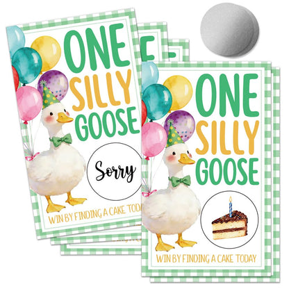 THEBESTU 50 Pcs One Silly Goose Scratch off Game Cards, Funny Silly Goose Scratch Cards for Birthday Parties, Birthday Party Supplies & Raffle Tickets for Women, Lottery Group Games Activity (Green)