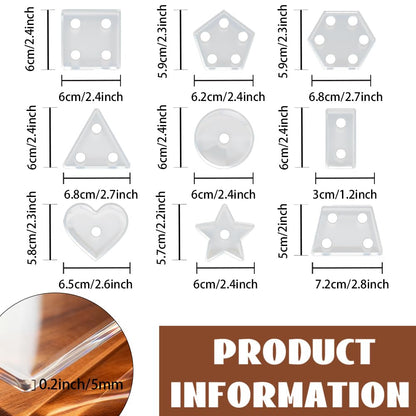 INFUNLY 9 Pcs Mixed Geometric Acrylic Router Template 2.4x2.4 Inch Clear Polygon Inlay Guide Template Star Circle Tracing Stencils for Woodworking Kitchen DIY Crafts Educational Geometric