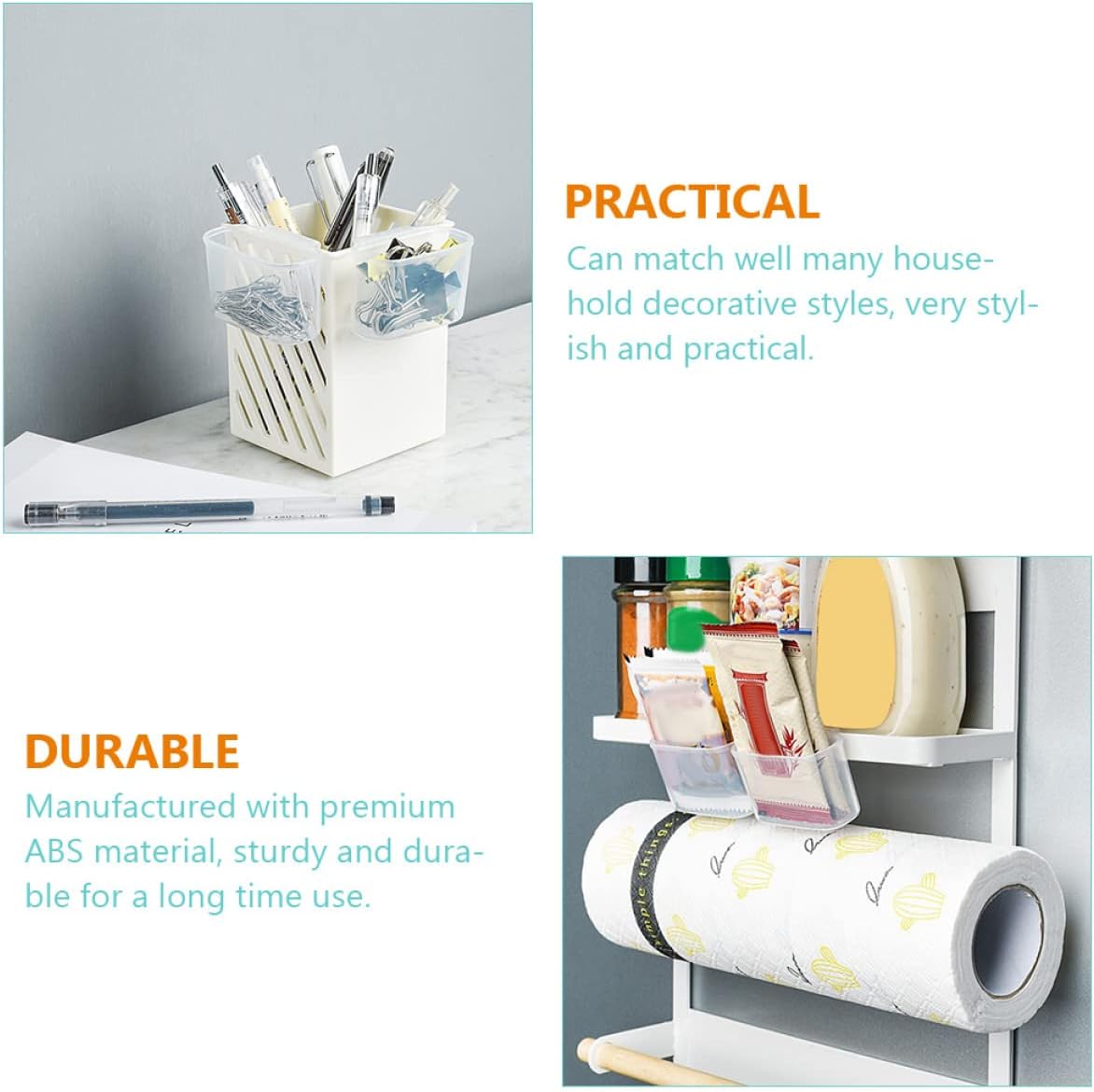 Cabilock Shelf Bracket Desktop Stand, 4pcs Mini Fridge Organizer, Clear Plastic for Fridge Side Door Holder