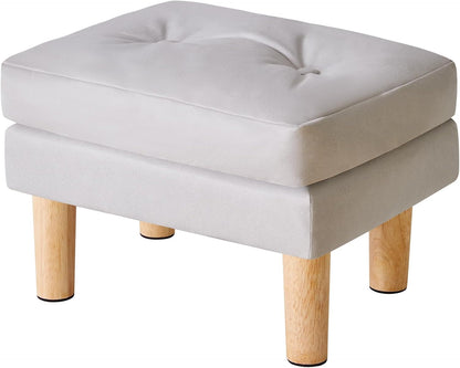 16.34" 12.4" W12.6" UHBD041G YMYNY Small Footstool Ottoman, Faux Leather Footrest with Sponge Padded Seat, Step Stool