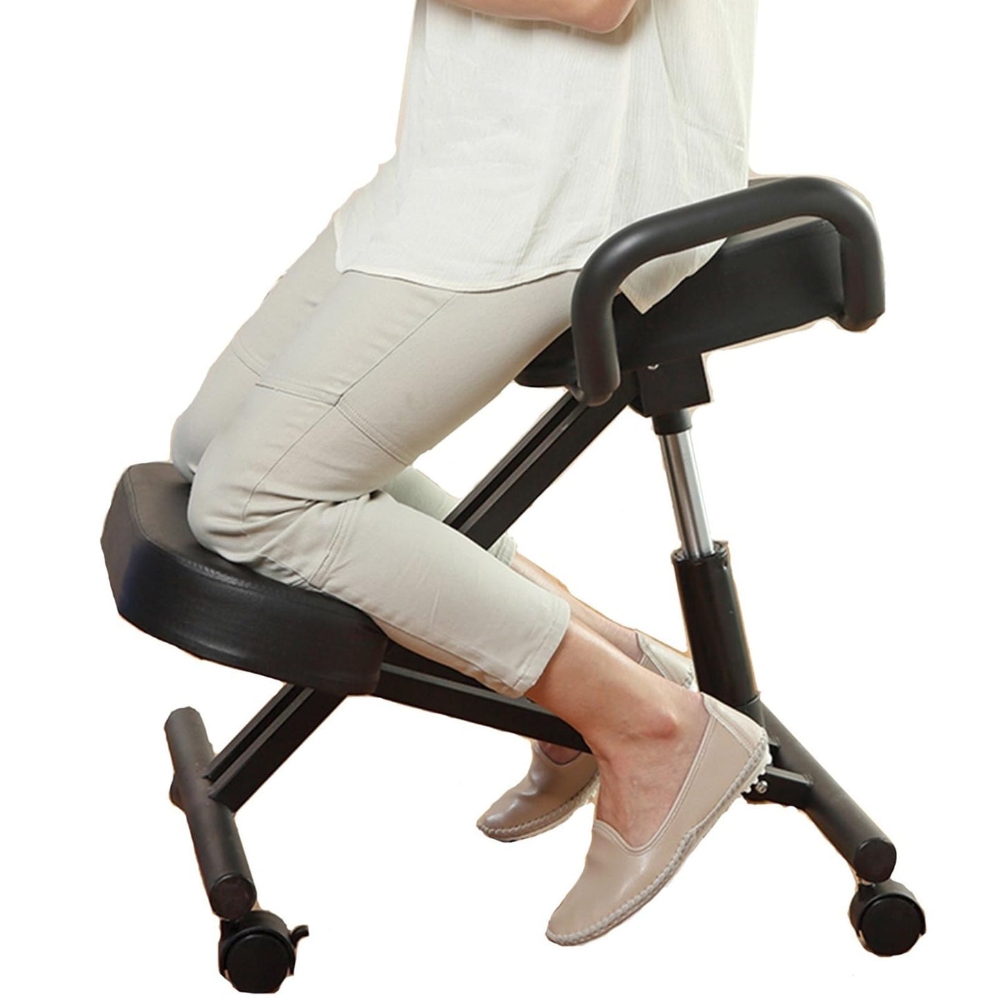 GenSDH Desk Kneeling Chairs Posture Chair for Desk - Ergonomic Chair Kneeling Chair with Arm - Posture Chair for Computer Workers Yoga Lovers Meditation Fana
