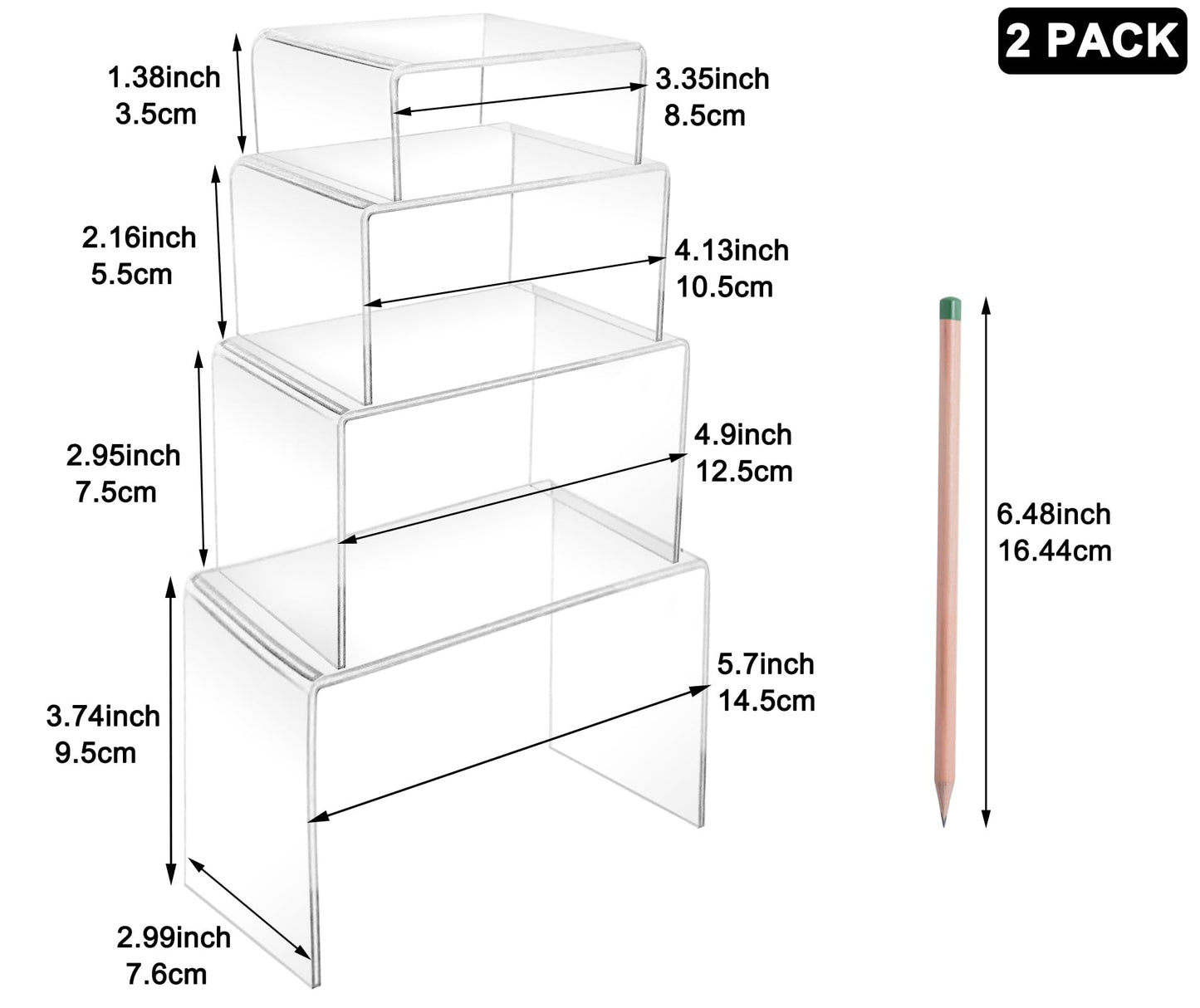 Cerpourt 8Pcs Acrylic Display Risers(6",5",4" 3") Clear Product Stand,Cupcakes Holder Dessert Display Transparent Showcase Stands, Candy Bar Risers, Acrylic Lifts Display for Figures