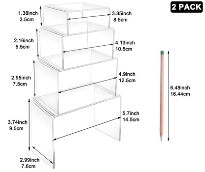 Cerpourt 8Pcs Acrylic Display Risers(6",5",4" 3") Clear Product Stand,Cupcakes Holder Dessert Display Transparent Showcase Stands, Candy Bar Risers, Acrylic Lifts Display for Figures