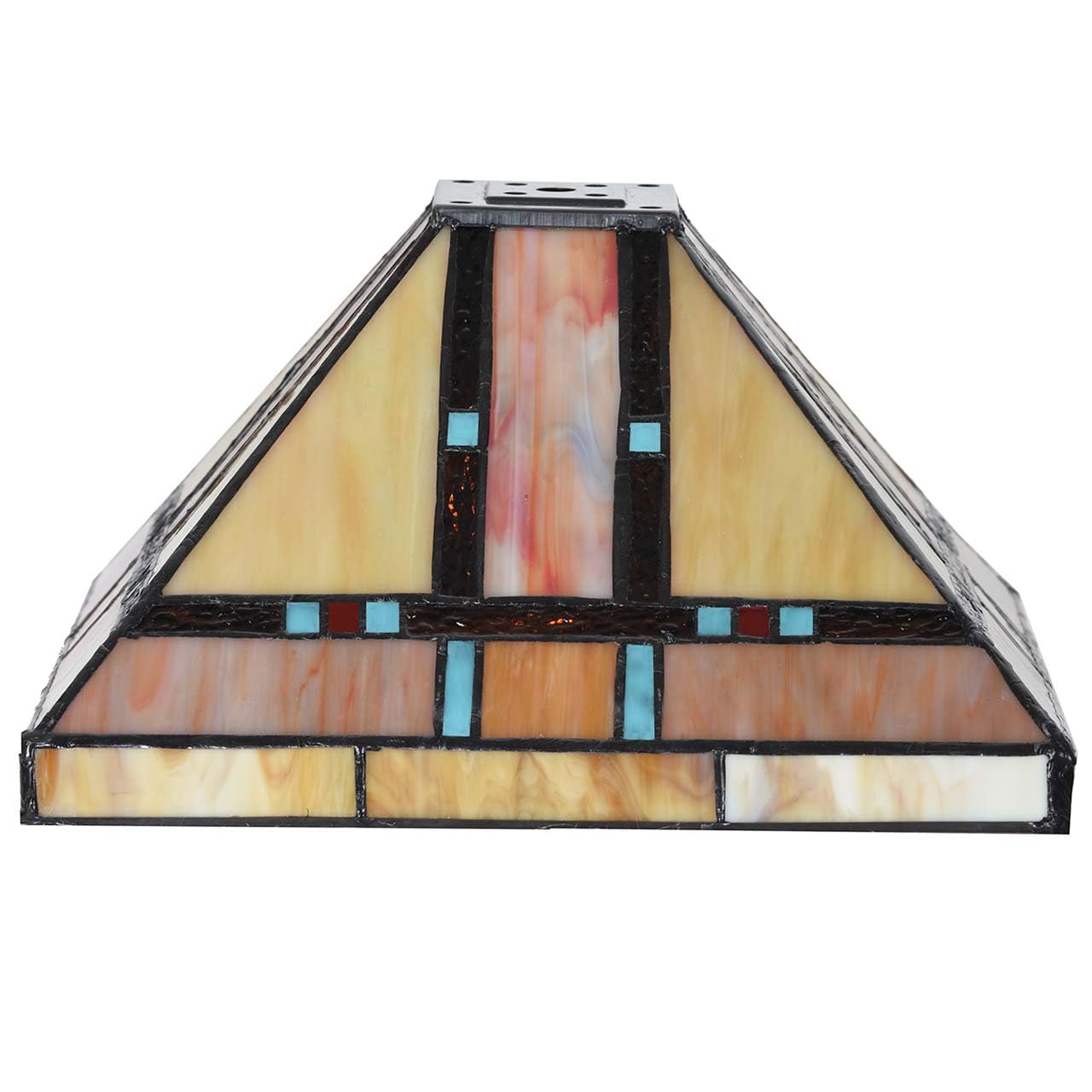 Bieye S10798 Tiffany-Style Stained Glass Mission Lampshade - 10-Inch Wide - Iridescent Elegance