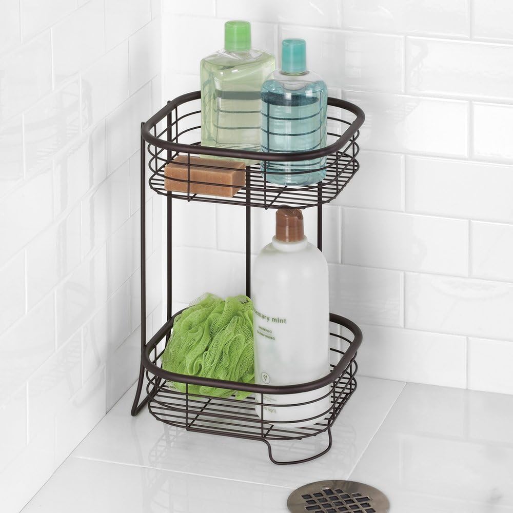2 iDesign Forma Free Standing Bathroom or Shower Storage Shelves for Towels, Soap, Shampoo, Lotion, Accessories - Tier