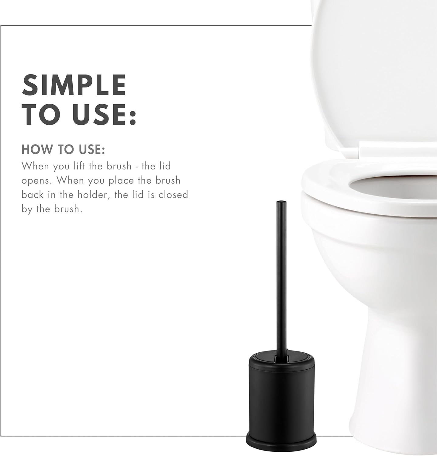 Deluxe Toilet Brush with Lid - ToiletTree Products, Black