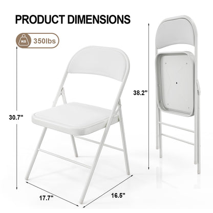 VINGLI 20 Pack Folding Chairs with Padded Seats, Metal Frame with Pu Leather Seat & Back, Capacity 350 lbs, White