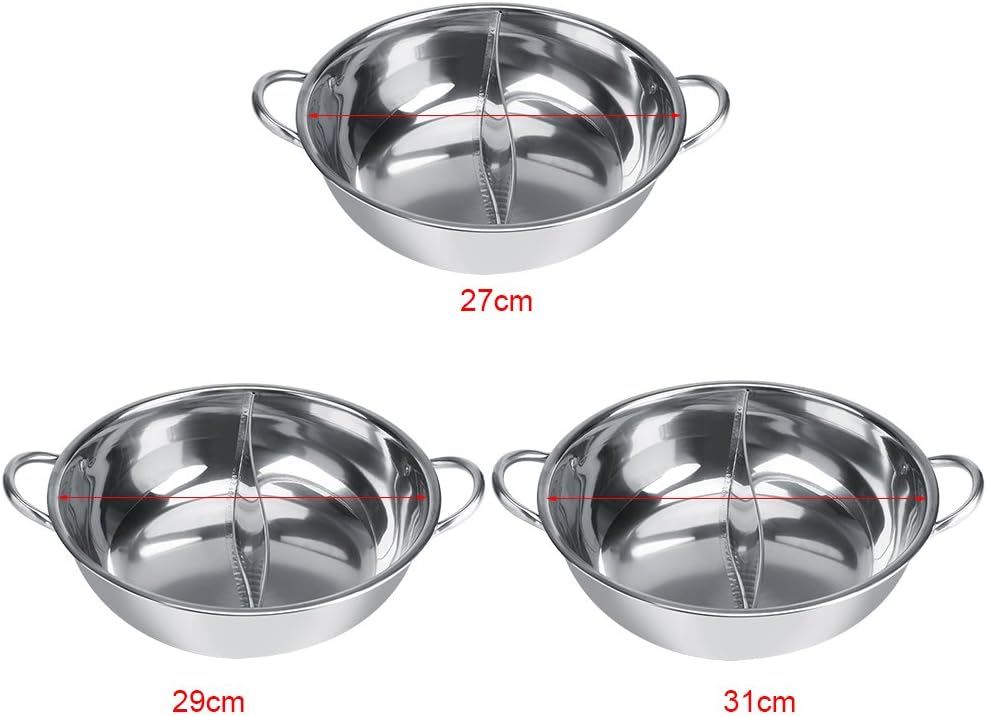 Stainless Steel Pot with Divider for Double-Flavor Soup Cooking, Suitable for Family Gatherings