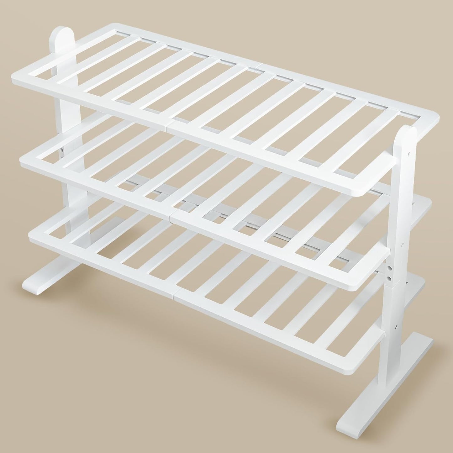 Closet (3-Tier) Varhomax White Shoe Rack, Bamboo Shoe Rack Organizer for and Entryway, Thick Wooden Free Standing Shoe