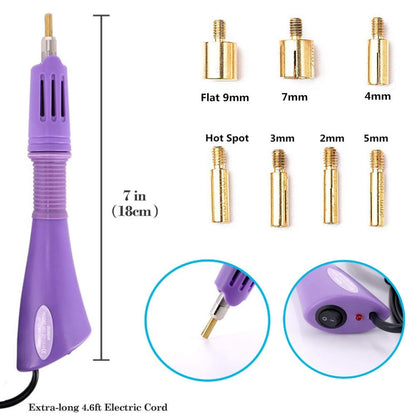 Hotfix Applicator, 7-in-1 Hot Fix Rhinestone Applicator Wand Setter Tool Kit with AB Crystal Rhinestones, 7 Tips, 2 Pencils and Tweezers