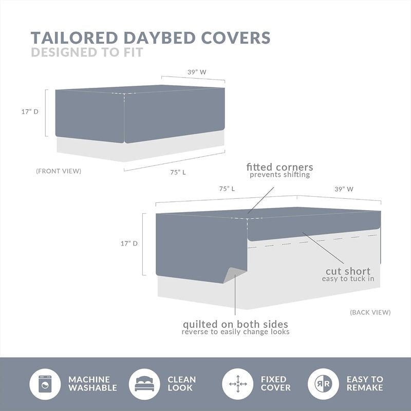 Madison Park Daybed Cover Set Damask Quilted Cover for Daybeds, All Season, Pre-washed Cotton-Filled Coastal Bedding with Scallop Edge, Shams, Bedskirt, Décor Pillows, Tuscany, Cream, 39"x75", 6 Piece