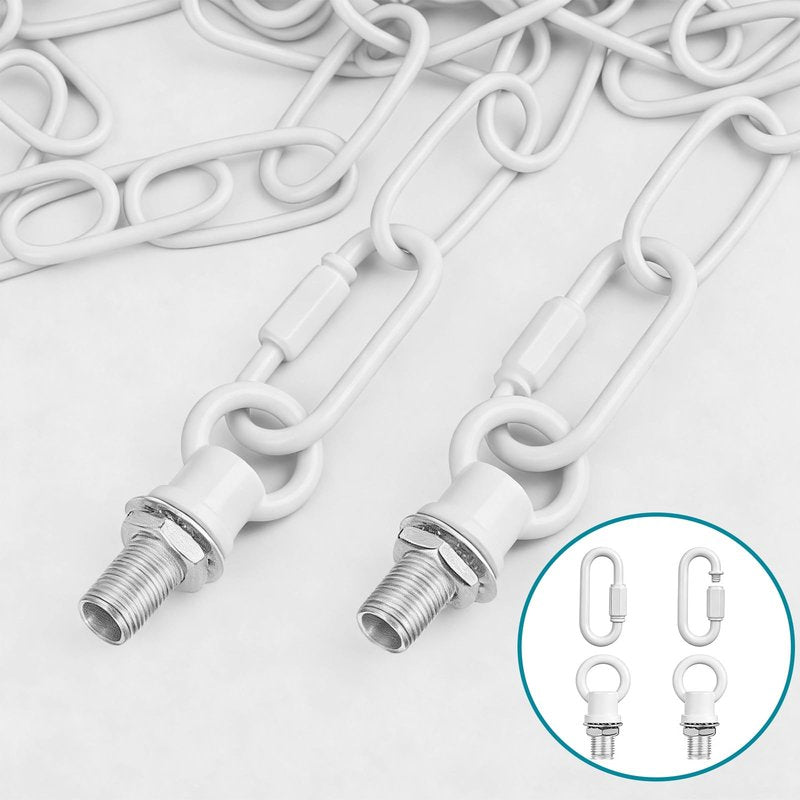 garini 10 Feet White Light Fixture Chain, Adjustable Metal Pendant Chandelier Chain Extension with Detachable Link, Maximum Load is 66 Pounds