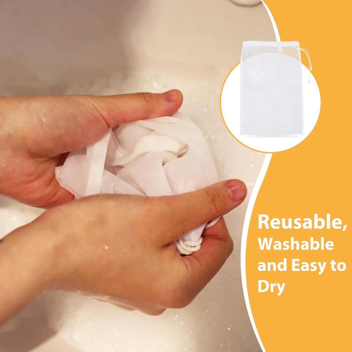 Yolev 6 Pack 128 Nut Milk Bag Reusable Nylon Cheese Cloth Bag for Straining Washable Nut Bag Strainer In Fine Mesh Bag