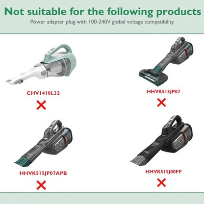 FITE ON Charger Compatible with Black and Decker HHVJ315JD10 / HHVJ315JMF71 / HHVK320J61 / HHVK320J10 / HHVK320JZ01 Dustbuster Smartech Handheld Vacuum 90602522-01 N561340 Replacement Power Cord