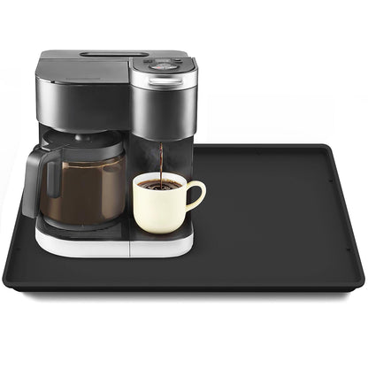 TOHONFOO Silicone Coffee Mat with Lip, 19.7'' x 15'' Heavy Duty Bar Mat, Coffee Tray for Countertop Fit Under Machine Pot Espresso Machine, Grey