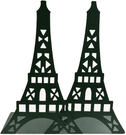 One Pair Creative Paris Eiffel Tower Book Organizer, Metal Bookends for Kids School Library Decoration (Black)