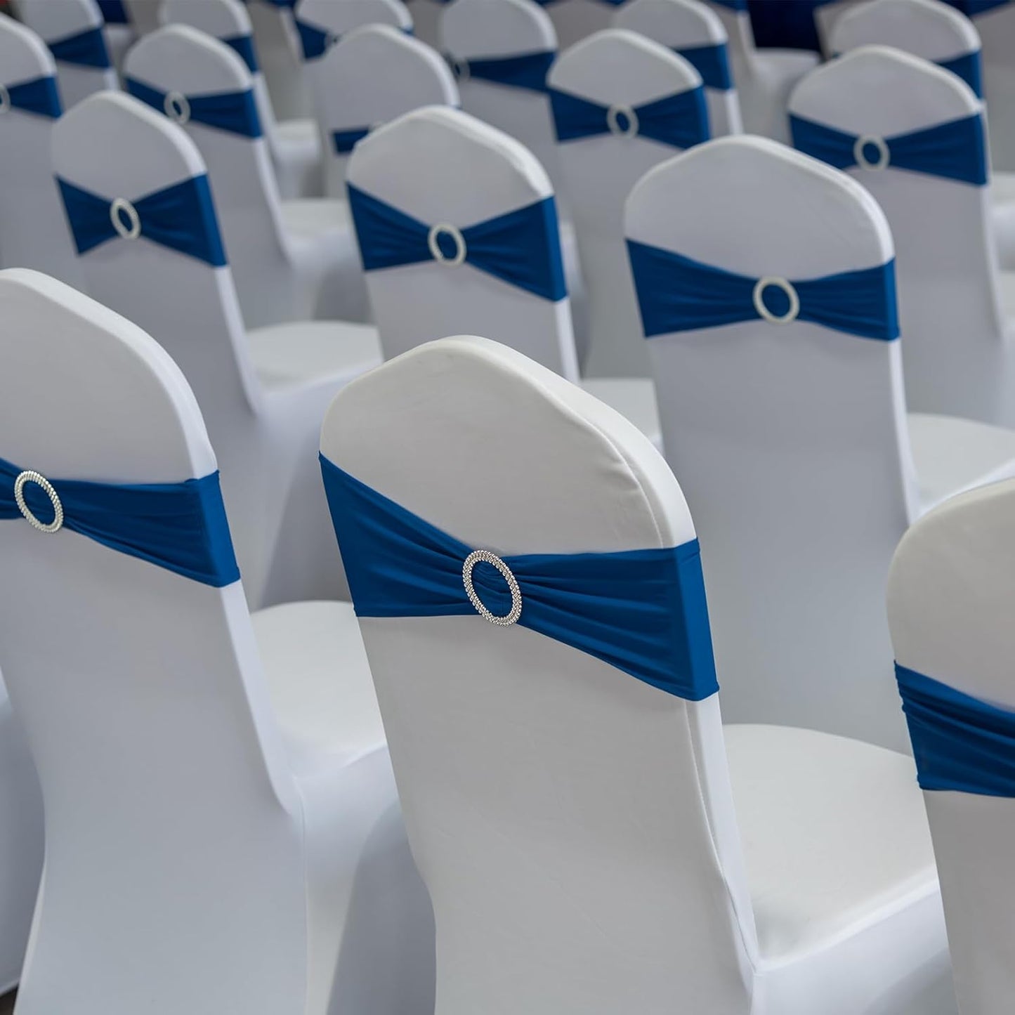 13" 5" 10 Pack PATIKIL x Stretch Chair Sashes Bows, Elastic Chair Bands Sashes with Buckle Slider for Wedding Banquet