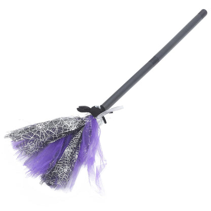 Purple Wizard Broom for Halloween Decorations 76cm Plastic Witch Broomstick Prop for Party Cosplay Wizard Flying Stick for Teens Adults Halloween Party Cosplay Supplies
