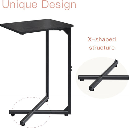 NEFROM Set 2, ET-X-BK2 C-Shaped End Tables, Sofa TV Trays of Small Couch Side Table for Living Room, Bedroom, Bedside