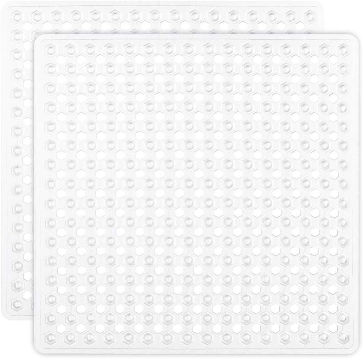21x21 Inch, 2 Pack GORILLA GRIP Patented Square Shower Stall Mat, Small Bathtub Floor Mats for Stand Up Showers