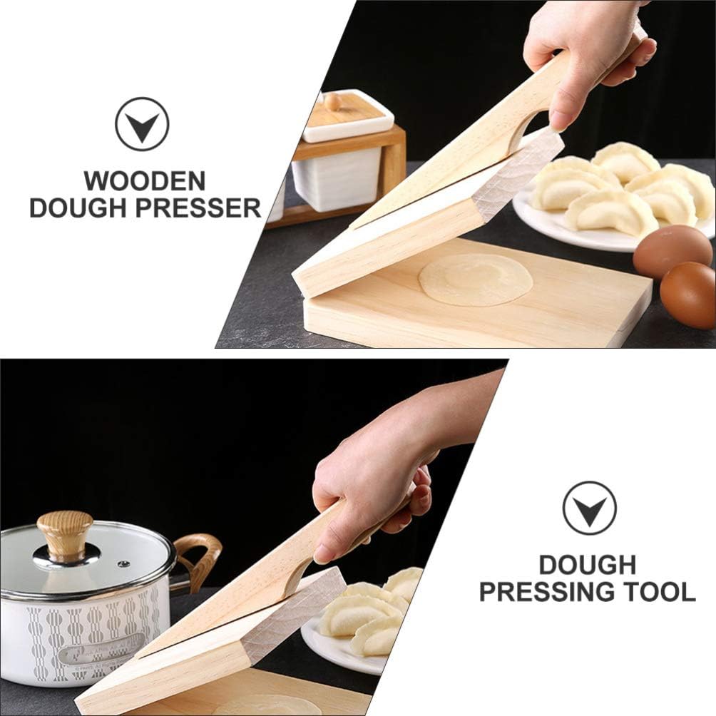 Hemoton Wood Tortilla Press, Dough Dumpling Skin Maker for Chapati, Roti, Taco, Kitchen Gadget Accessories, Beige