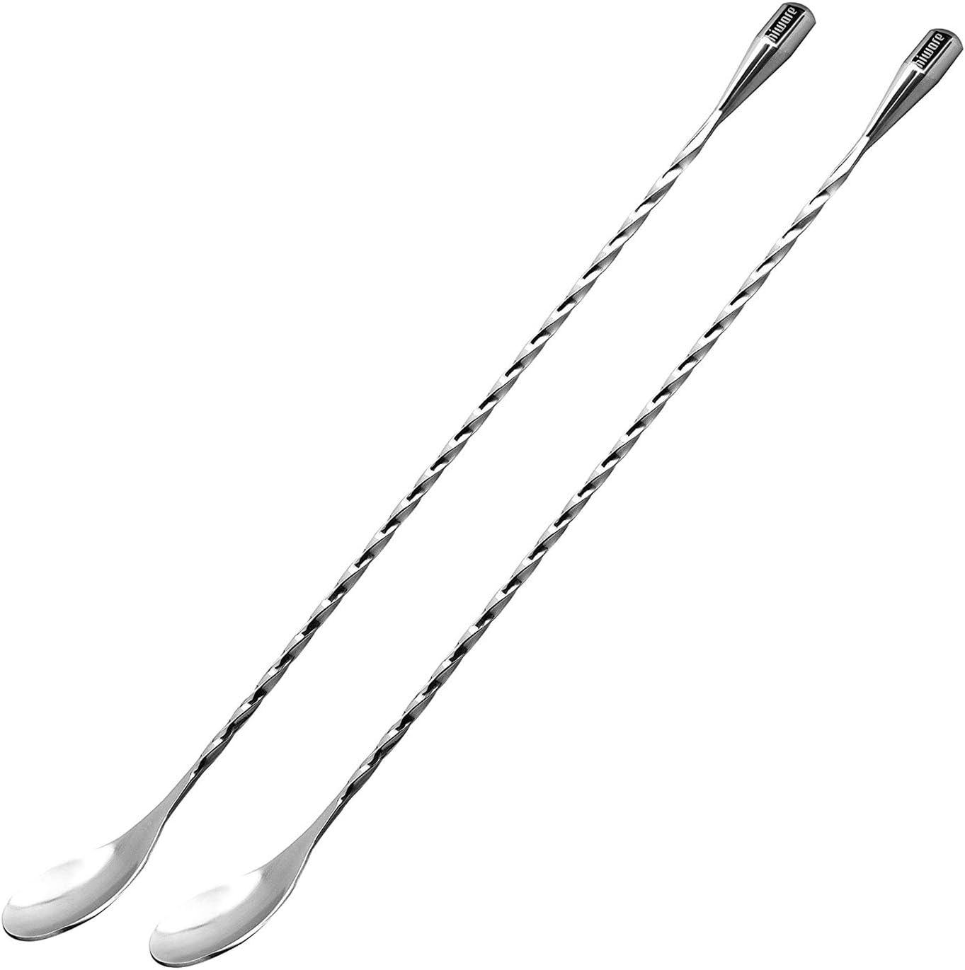 Hiware 12-Inch Bar Spoon Set of 2, Stainless Steel Mixing Spoons, Spiral Pattern for Cocktail Shaker
