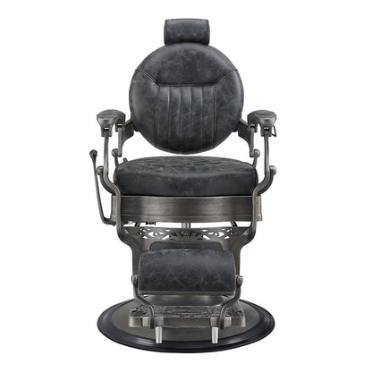 Dir Heavy Duty Barber Chair, Men's Grooming Barbershop Hydraulic Chair in Distressed Finish Kaiser II, Vintage Black